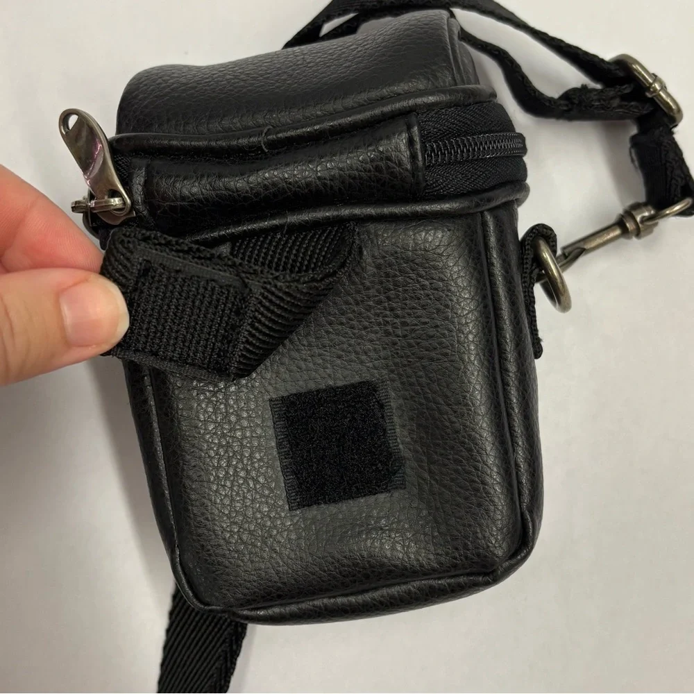 Compact camera bag, vintage faux leather
